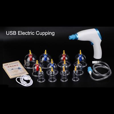 Электрический вакуумный баночный пистолет, USB-зарядный скребковый массажер с 12 чашками для дома, инструменты для массажа гуаша китайской медицины