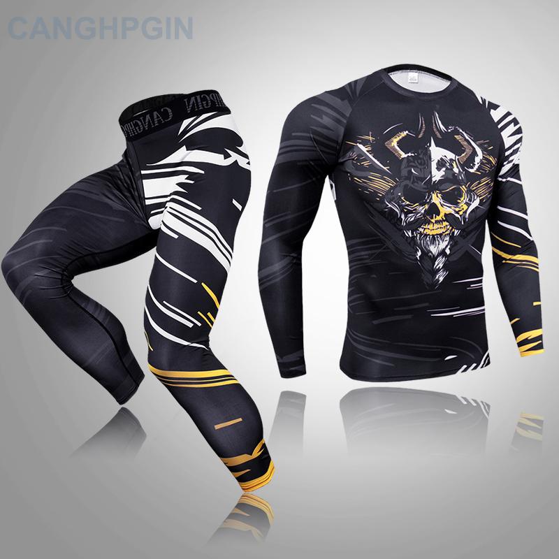 2 шт., комплект термобелья для мужчин Long Johns, леггинсы для фитнеса, компрессионный спортивный костюм, нижнее белье