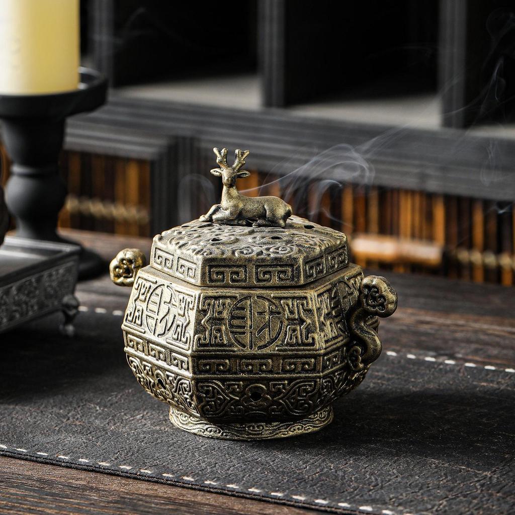 Zen Pagoda Black Pottery Ceramic Coil Incense Burner - Aromatherapy Holder for Home and Office