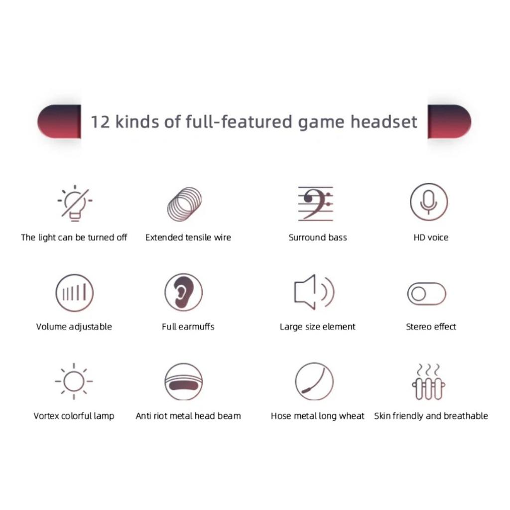 С микрофоном, регулятором громкости, игровые наушники для ПК, 3,5 мм, светодиодная подсветка, проводные игровые наушники, игровая стереогарнитура