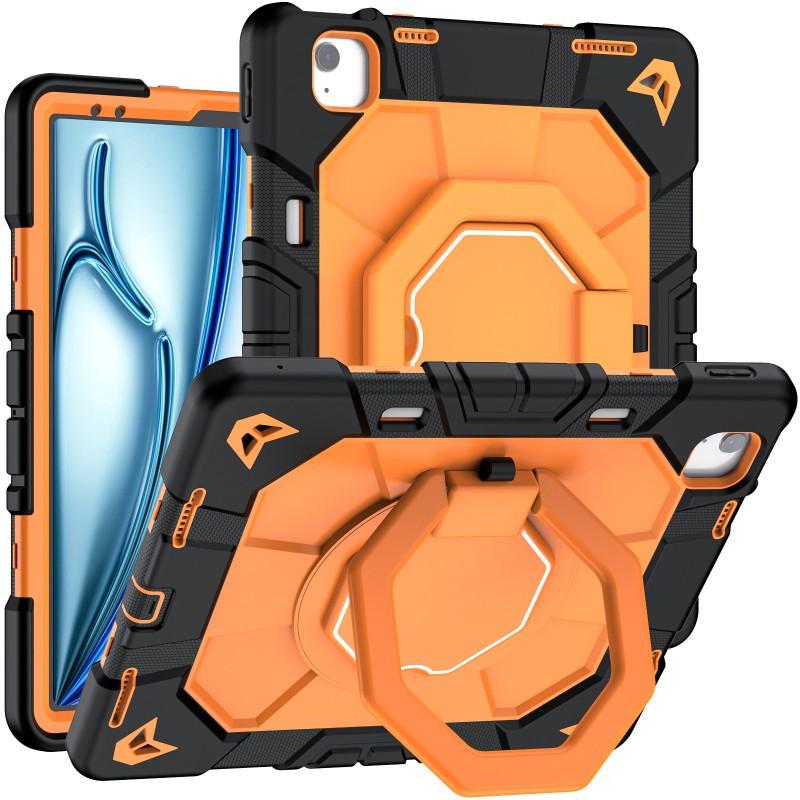 IPad Air 13-inch M3 M4 Case With 360 Rotating Stand Shockproof PC Silicone Hybrid Cover Hand Strap Carry Handle
