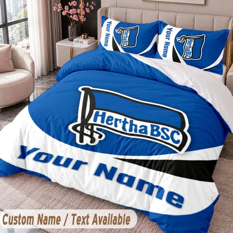hertha bsc Printed Bedding Set Custom Name Text 1 Duvet Cover 2 Pillowcases For Bedroom