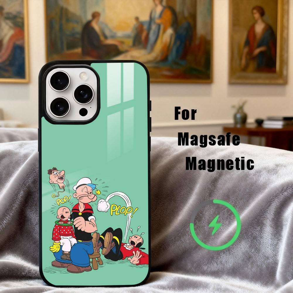 C-Cartoon C-Character P-Popeye-E Phone Case For iPhone17,16,15,14,13,12,11 Plus,For Magnetic Wireless Charge Cover