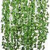 100/2M Artificial Green Ivy Vine Garland Fake Leaf Plants Rattan Hanging Creeper Garlands for Garden Wedding Party Wall Decor