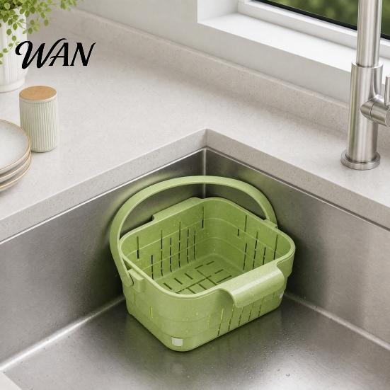 Water Drainage Sink Basket Kitchen Drain Basket, Corner Food Scrap Collector, Waste Durable Easy-Clean Utility for Fruits Vegetables Trap
