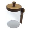 550 ml GLASS CONTAINER JAR WITH BAMBOO LID AND SPOON