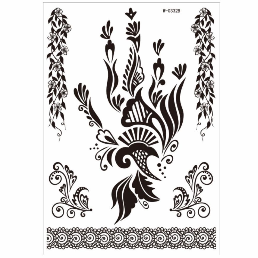 Legs Arm Temporary Tattoo Lace Fake Tattoo Black Henna Tattoo Decals Women/Lady