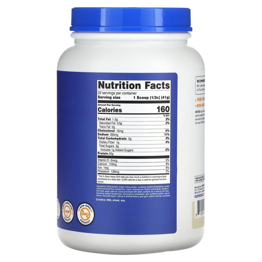 Nutricost, Whey Protein Isolate, Cookies & Cream, 2 lb (907 g)