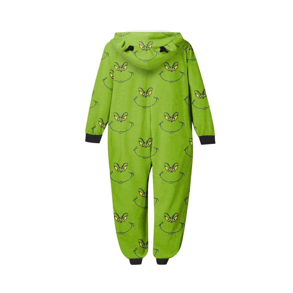 Christmas Print Family Matching Hooded Long Sleeved Zippered Jumpsuit Set