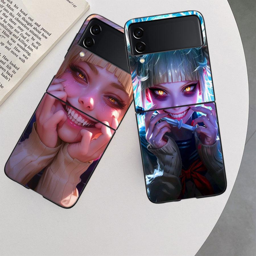 Чехол для телефона аниме Химико Тога для Samsung Z Flip 7 6 5G Galaxy Z Flip 5 4 3 Черный Жесткий Чехол-Крышка Роскошный ПК Корпус Coque