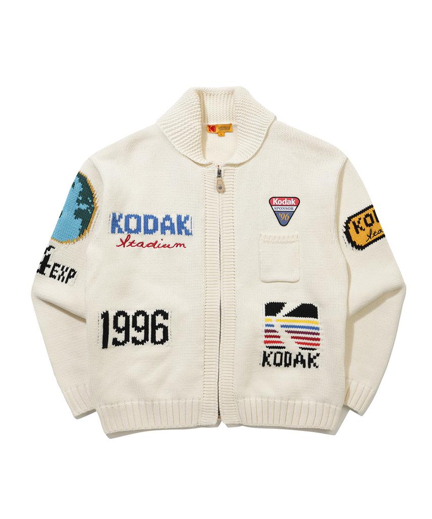 KODAK Gold Moment Archiving Knit Zip-Up Jacket Ivory