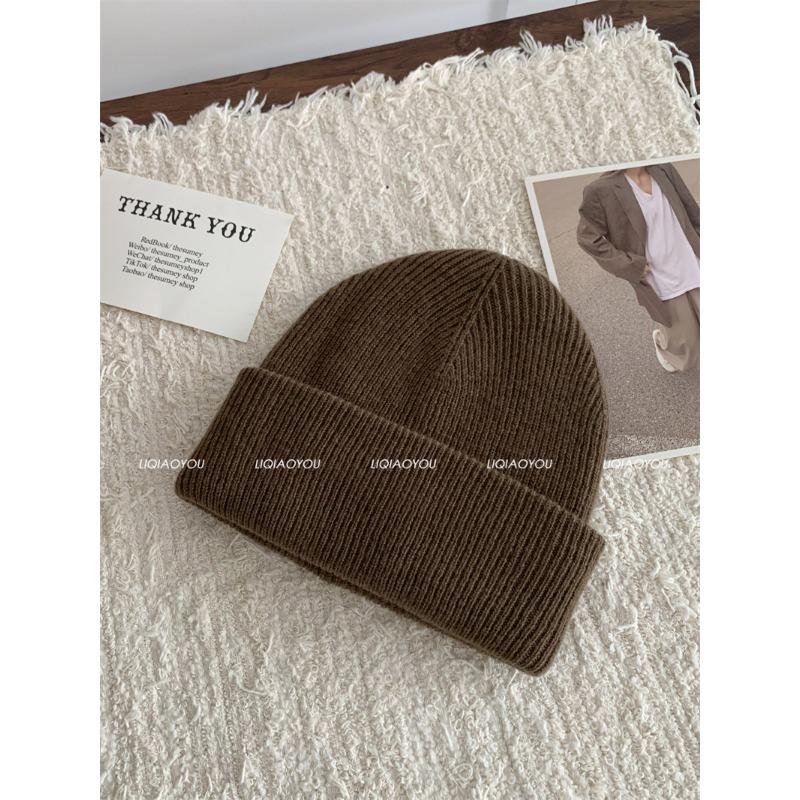 New Knitted Hat for Women In Autumn and Winter Korean Version Versatile High-quality Wool Hat Riding Warm Plus Velvet Thickened Cold Hat for Men