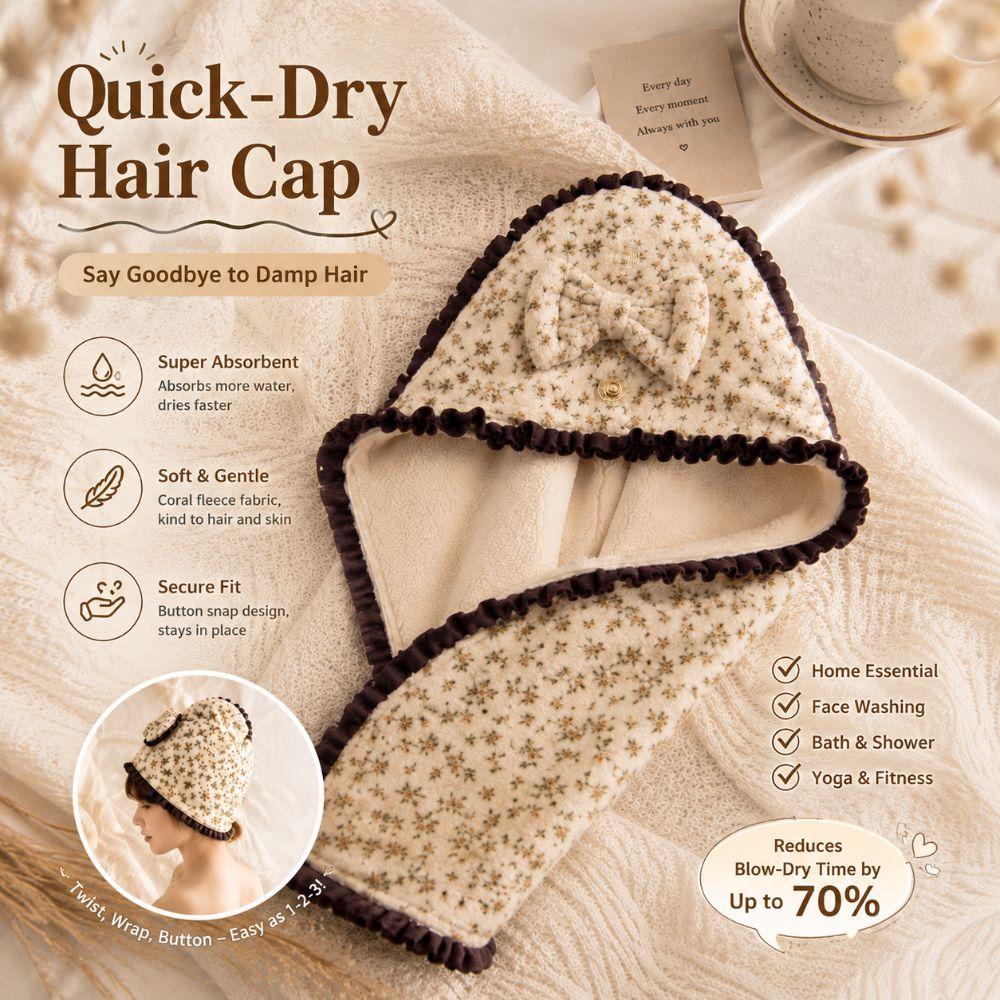 Coral Fleece Hair Towel Wrap Absorbent Shower Cap New Bow Dry Hair Cap For Bathroom,washing Hair