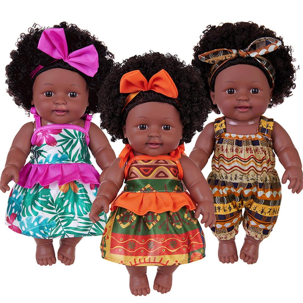 African American Reborn Doll Simulation Black Full Enamel Baby Doll Girl Toys Lifelike Play Dolls Fun Kids Toy Children Gifts