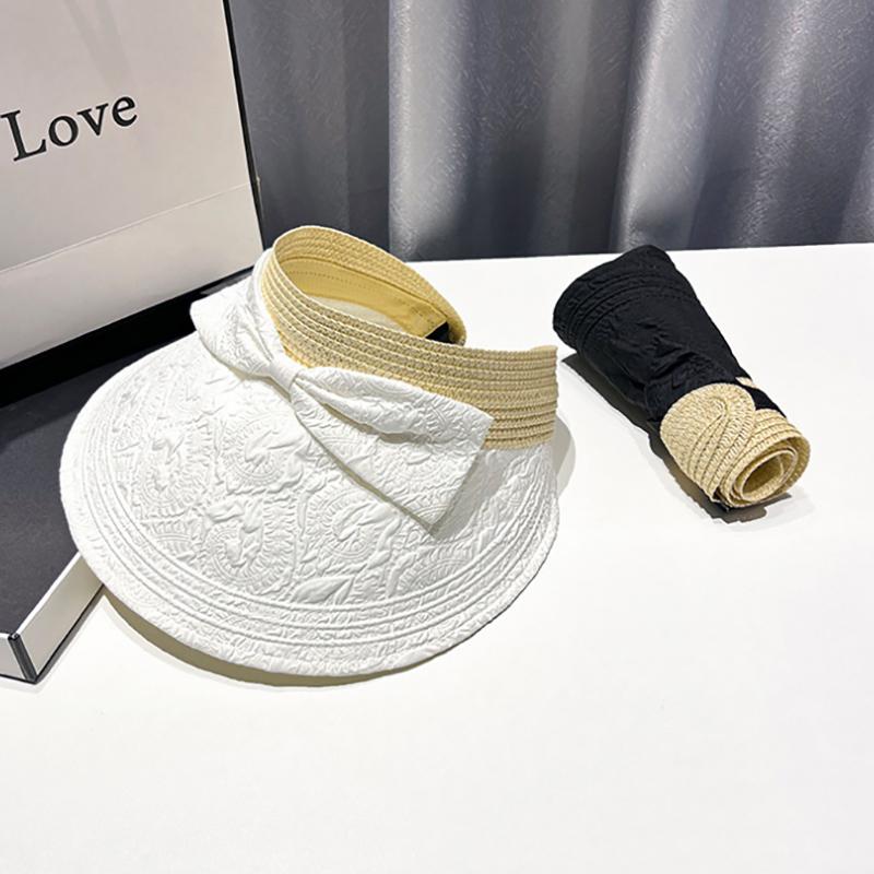 Летняя маленькая свежая женская соломенная косичка маленькая плиссированная пустая шляпа с бантом козырек большая подвесная шляпа от солнца с солнцезащитным кремом