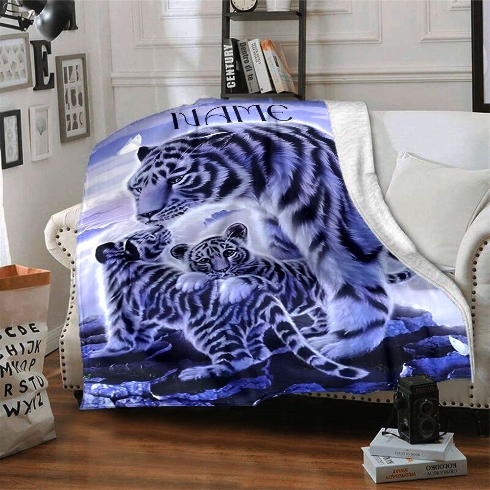 White Tiger Family Home Customize Your Name Blankets Soft Cozy And Lightweight For Yearround Use Perfect For Picnics Sofa Relaxation Office Warmth