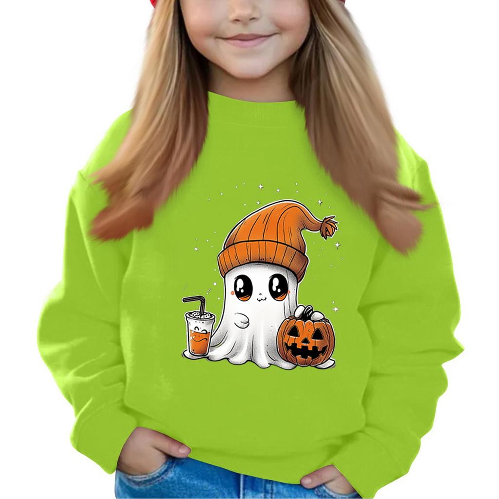 Halloween Day Girls Round Neck Pullovers For Kids Printed Baby Tops