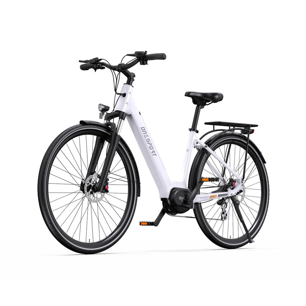 ONESPORT OT07 Electric Bike All-aluminum Alloy Frame 27.5 Inch Commuter Electric Bike BAFANG Mid Motor & 36V 250W 14Ah Battery-White