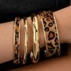 4Pcs Elegant Leopard Print Bangle Set Bohemian Style Open Bangle Stacking Bracelets  Jewelry Gift