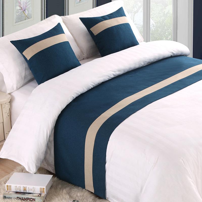 Nordic Style Simple Bed Flag Bed Runner With 2Pcs Pillowcase Home Hotel Wedding Decor Bed Spread Bedroom Decor Bed Tail Flag