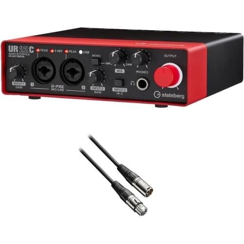 Steinberg USB Audio Interface UR22C Red & Black Canon Cable Set