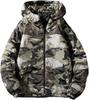 Camouflage Pattern Zip Up Parka Long Sleeve Hooded Military Warm Outerwear Street Style Stylish Warm Hooded Outerwear American Casual Hoody Jumper