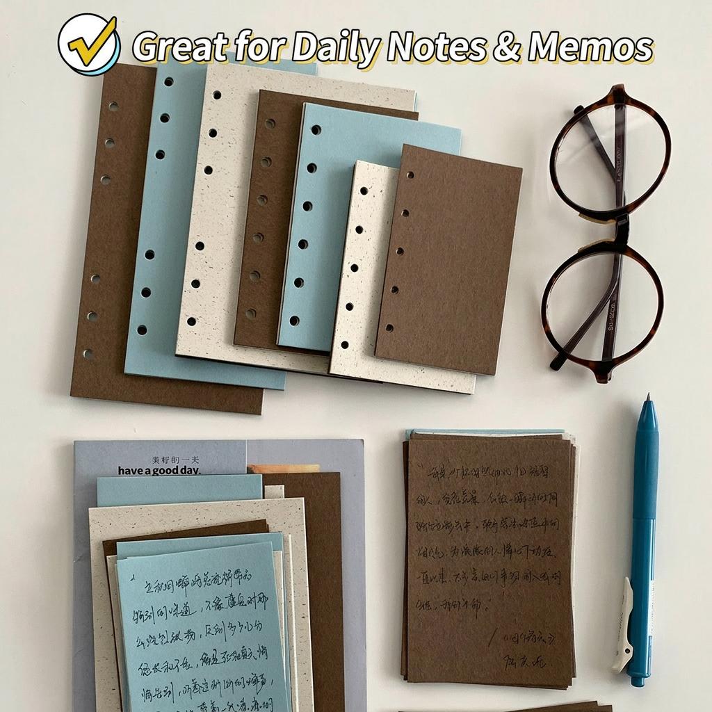 Handmade Journal Paper Thick Scrapbooking Refill Sheets Loose Leaf Planner Refill Fiber Texture Double Sided Paper For Daily