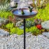 Metal Bird Bath Outdoor Retro Bird Bath Easy To Clean Bowl with Stake Rust-Proof Birdbath for Garden Patio Yard Decor