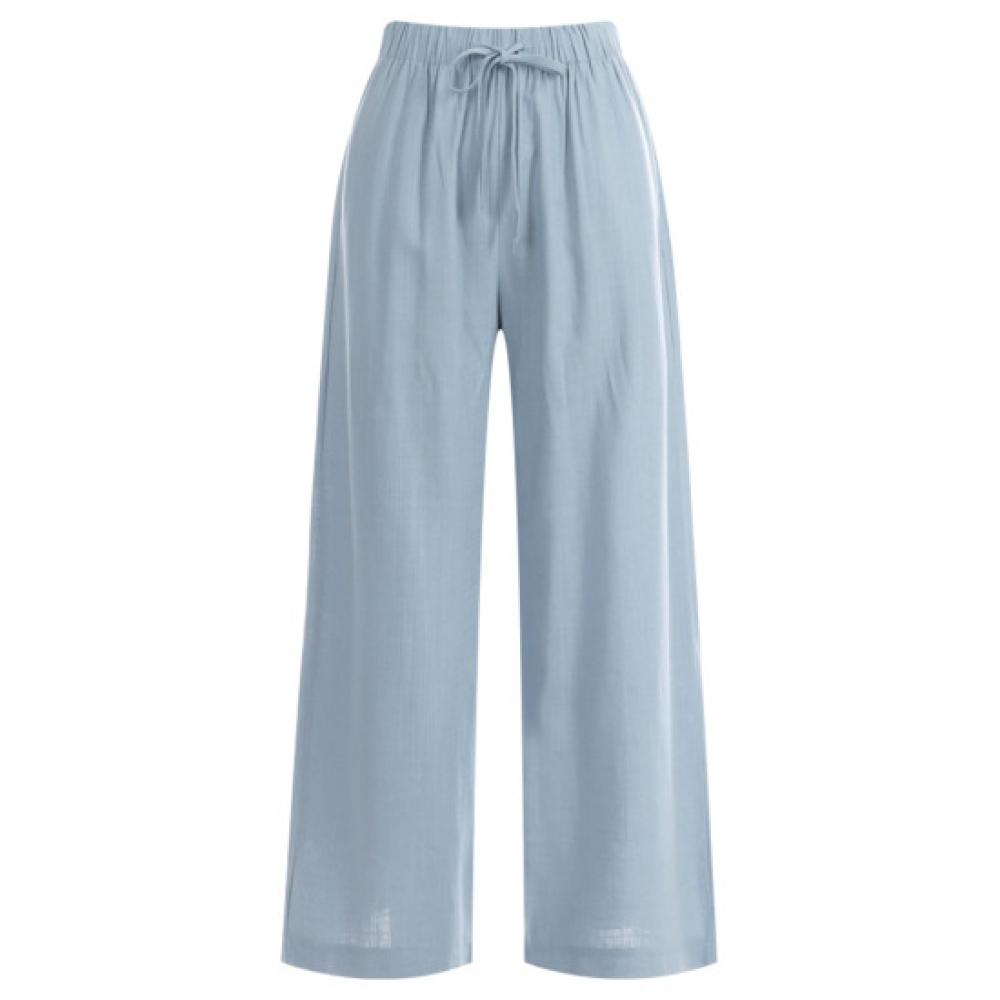 Shop   Women Linen Wide Pants Cool Banding Pants Sky Pic Wpt 11877