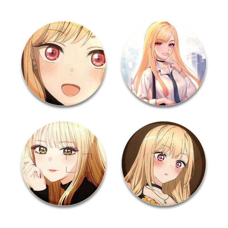 32/44/58mm Cute Cartoon My Dress Up Darling Pins Round Handmade Brooches for Backpack Cothes Accessories Anime Collection Badge Decoration
