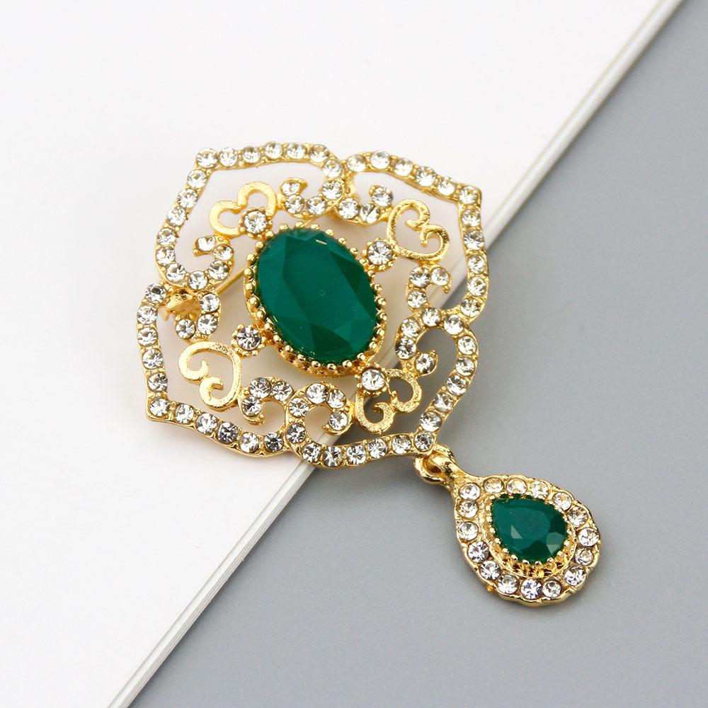 Женская брошь с кристаллами золотого цвета и стразами, полые свадебные украшения для невесты