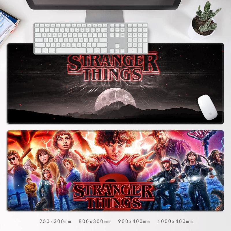 Высококачественный кожаный коврик для мыши Stranger Things, периферийный коврик для компьютерной клавиатуры, большой размер, нескользящий, водонепроницаемый, креативный, периферия американского ТВ