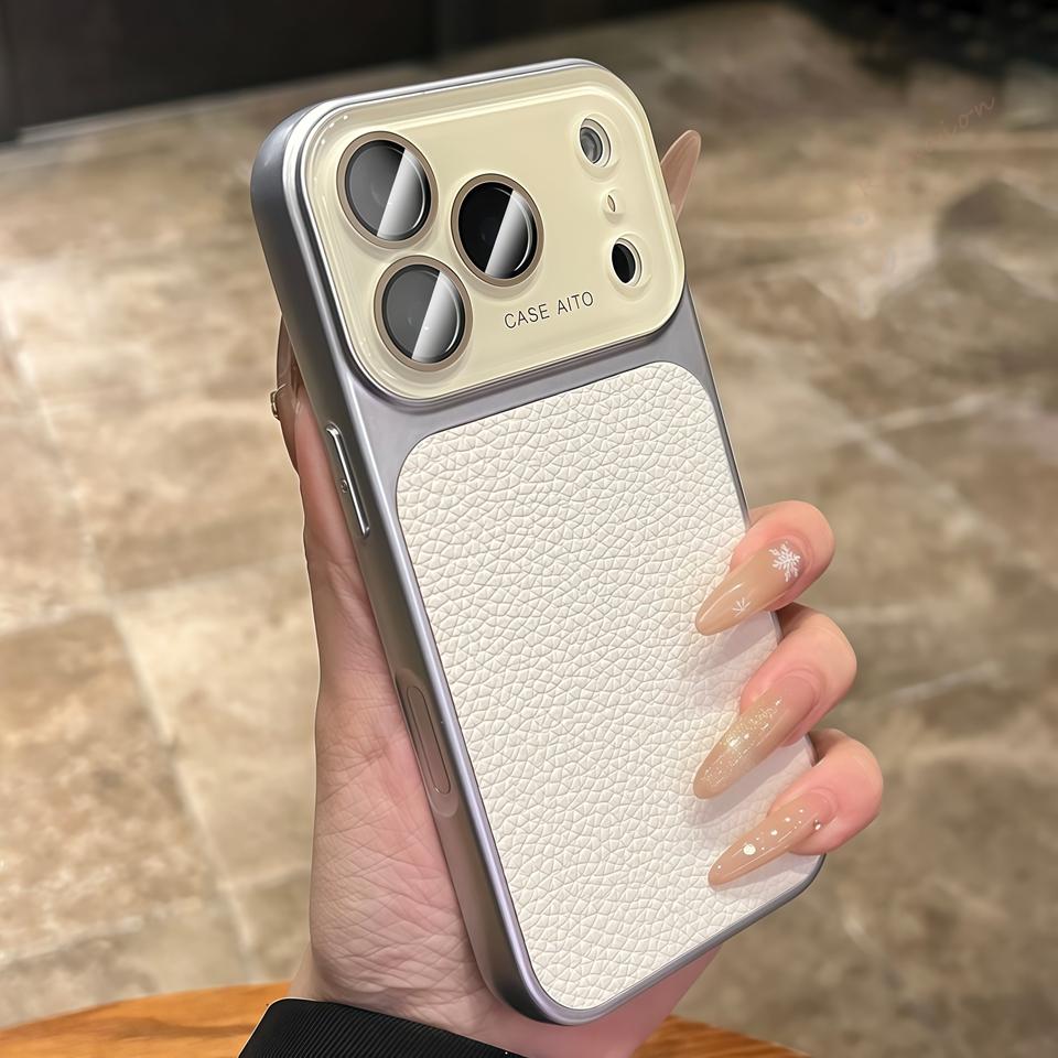 Official Lychee Leather Big Window Phone Case For For Iphone 17 13 14 1 16 Pro Max 16Pro 17Pro Candy Len Camera Protector Cover