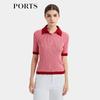 PORTS Women's Polo Neck Short Sleeve Knit Top