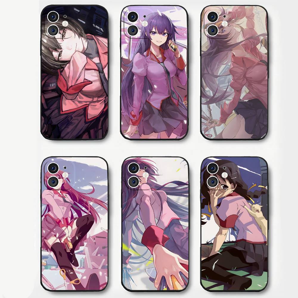Чехол для телефона Senjougahara Hitagi из аниме Серия Monogatari Для iPhone 17 Air 16 15 14 13 Pro Max 11 12 Черный силиконовый чехол