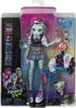 Monster High Poupée Frankie Stein Avec Accessoires Et Animal De Compagnie, Poupée Mode Articulée, Cheveux Méchés Noirs Et Bleus, Jouet Enfant, Dès 3 A