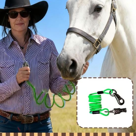 Конная банджи-веревка с регулируемым поводком для лошадей, удлинитель для поводка для улучшения результатов, амортизирующая спиральная веревка-поводок для кемпинга, трейл-райдинга, груминга