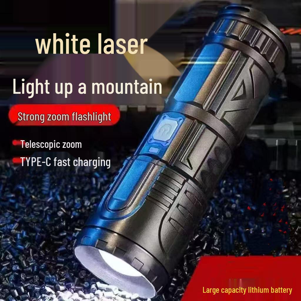 USB-фонарик LED высокой мощности - Сверхъяркий, для самообороны, для улицы, для походов, для патрулирования, Белый лазерный свет