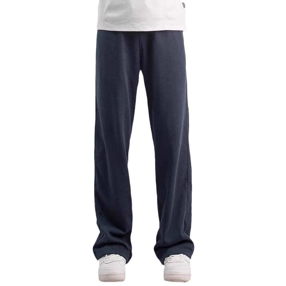 Мужские темно-синие спортивные штаны в стиле ретро - Зауженные прямые штанины, Свободный крой, Повседневная одежда на осень/зиму