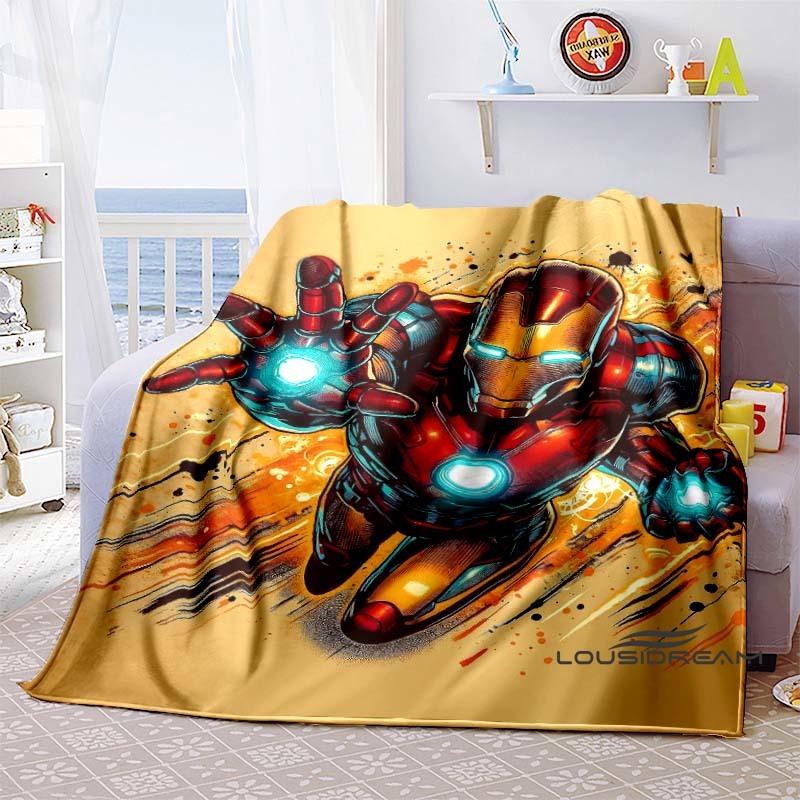 Iron Man Cartoon Comic Funny Expression Blanket, Warm Flannel Sofa Blanket, Home, Bedroom, Travel.