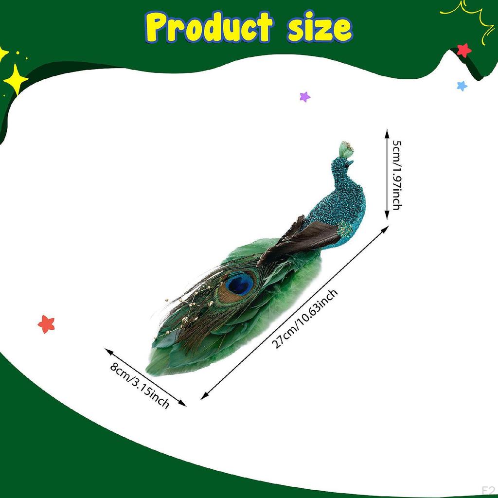 Павлин Рождественское украшение для елки Искусственная птица с перьями Вечеринка с клипсой для Рождества Матери Хэллоуина