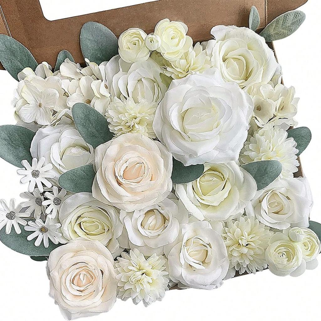 Шелковые цветы Искусственные цветы Комбинированные цветы Микс Розы Пионы со стеблями для самостоятельной свадьбы Свадебные букеты Украшения для стола на празднование рождения ребенка Домашний декор