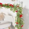 Рождественские украшения для вечеринки, Рождественские искусственные зеленые украшения, 2-метровая рождественская гирлянда из сосновых иголок, венок на дверь