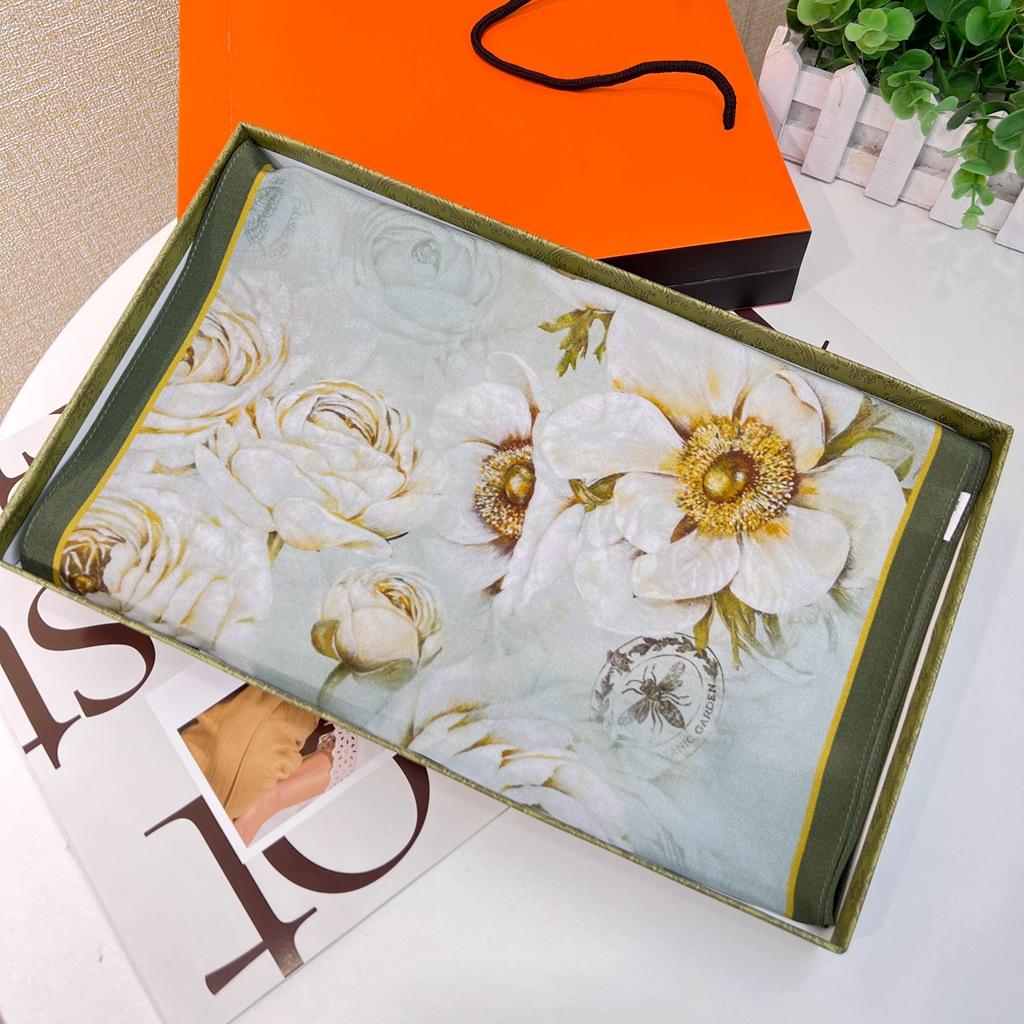 Свежий Магнолия Мята Шелк Двойной Креп Тутовый Шелк Шелковый Шарф Женский Весна Лето Универсальный Маленький Длинный Шарф Шаль