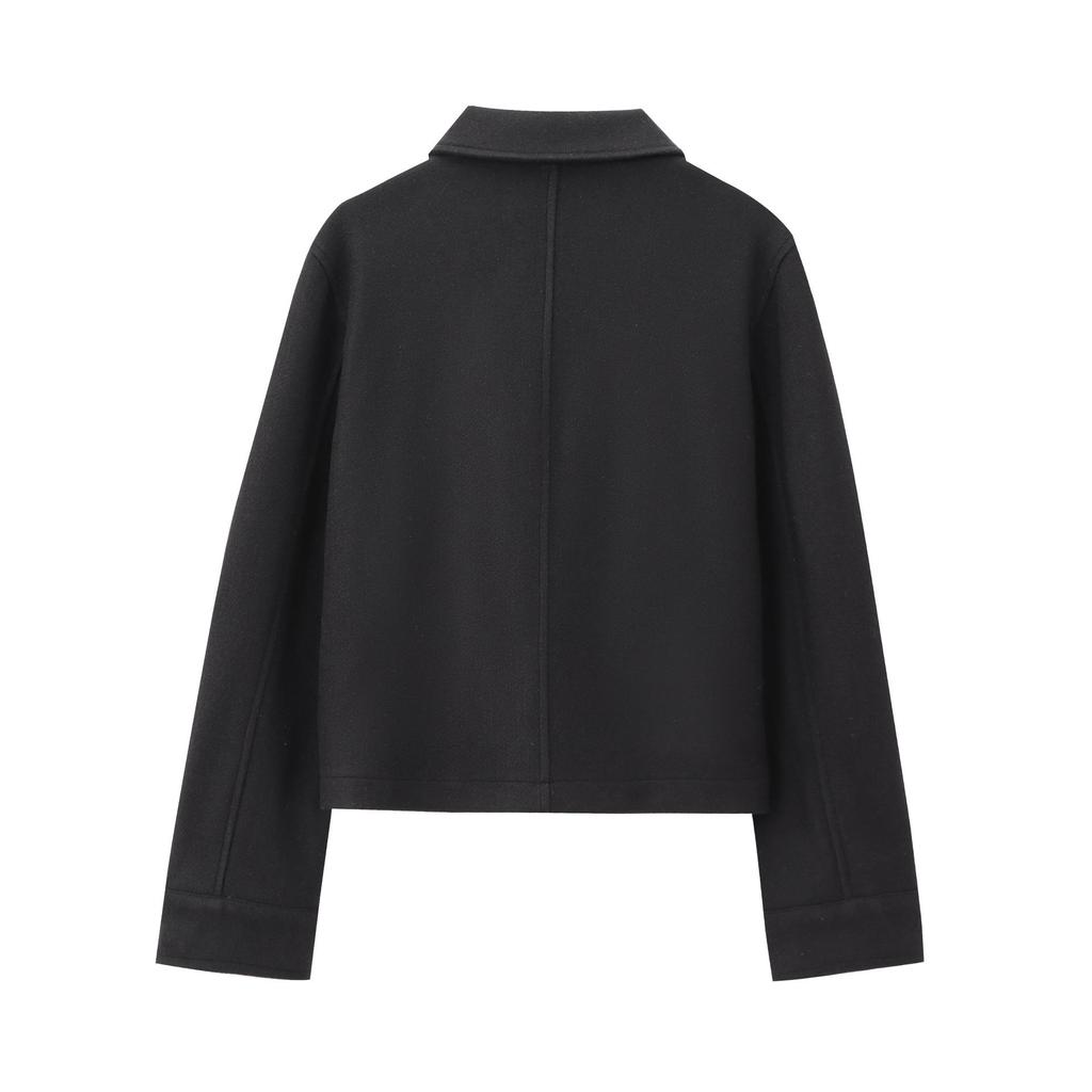 Женское пальто в европейском и американском стиле, осень/зима 2024, с мягким лацканом и длинными рукавами, с деталью в виде кармана