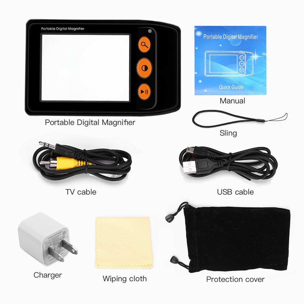 Портативная цифровая лупа с ЖК-экраном 3,5 дюйма, вилка ЕС, помощь в чтении для людей со слабым зрением, зум 2x-25x, складная электронная видеолупа YS008