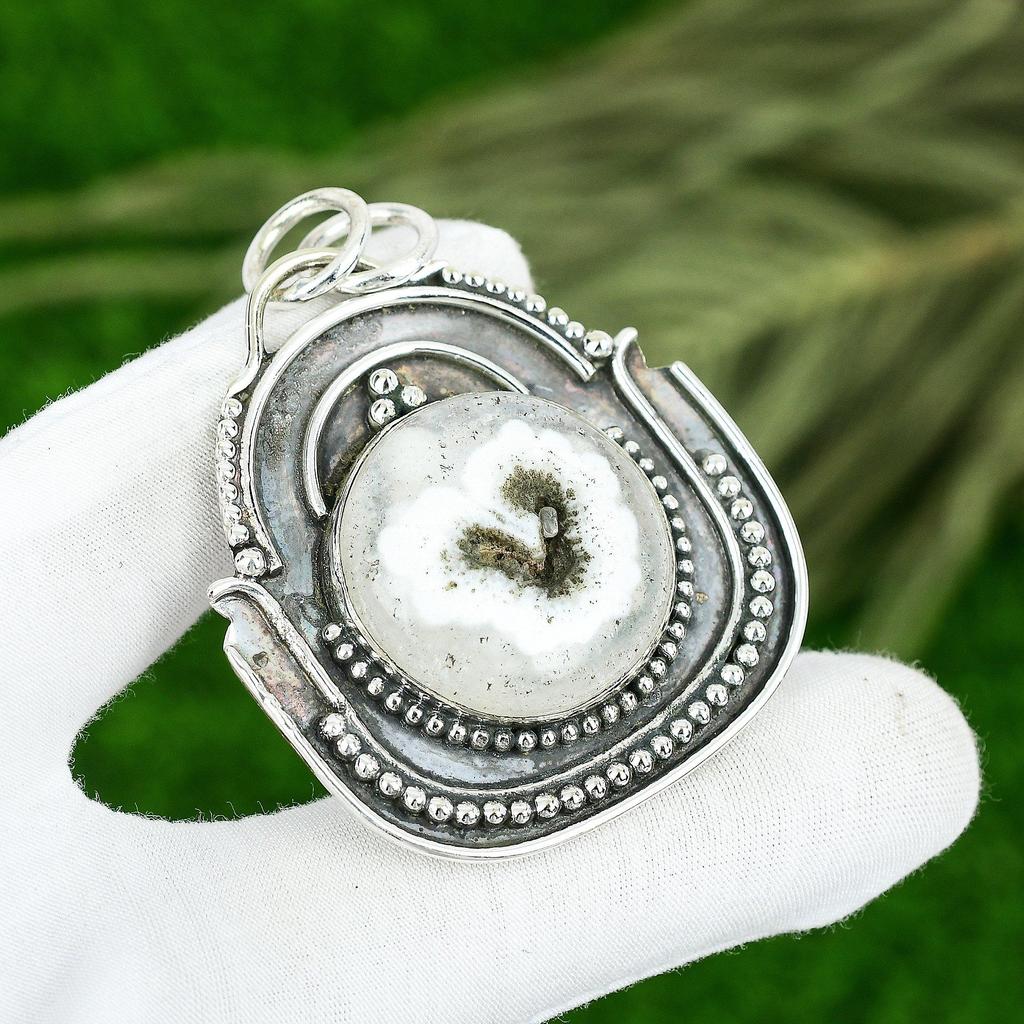 Friendship Day Deal Sterling Silver Natural White Solar Quartz Pendant Jewelry