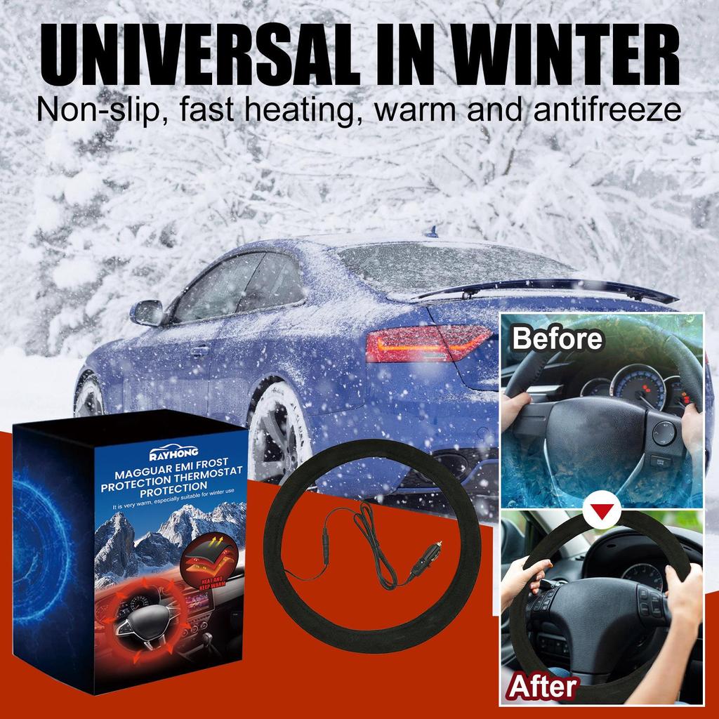 Rayhong Heated Non-Slip Universal Steering Wheel Cover - Quick Hand Warmer & Protector