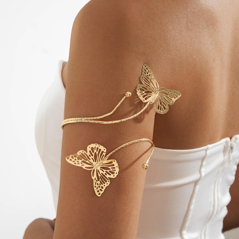 Water Drop Shape Metal Starfish Open Cuff Bangles Adjustable Armlet Jewelry Banquet