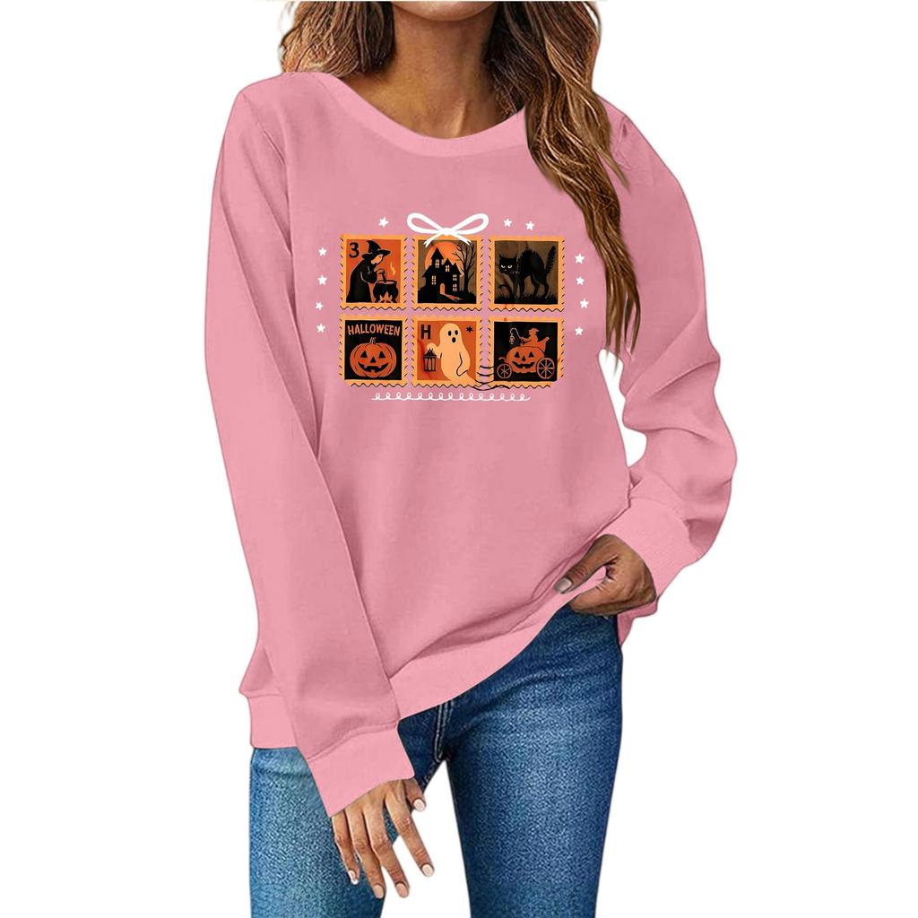 Женская мода повседневный принт повседневный длинный рукав круглый вырез толстовка топ